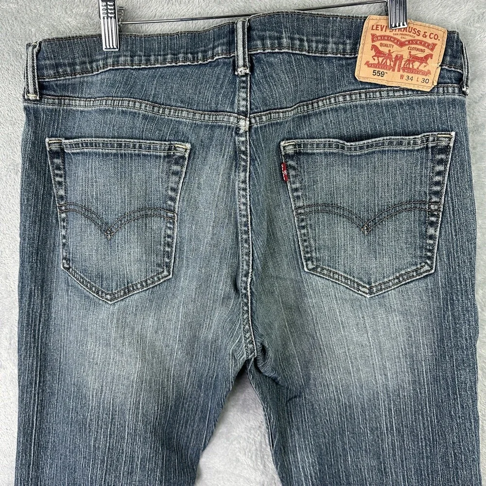 Levi's 559 Men's Blue Stretch Jeans Size 34x30 Relaxed Fit Denim‎